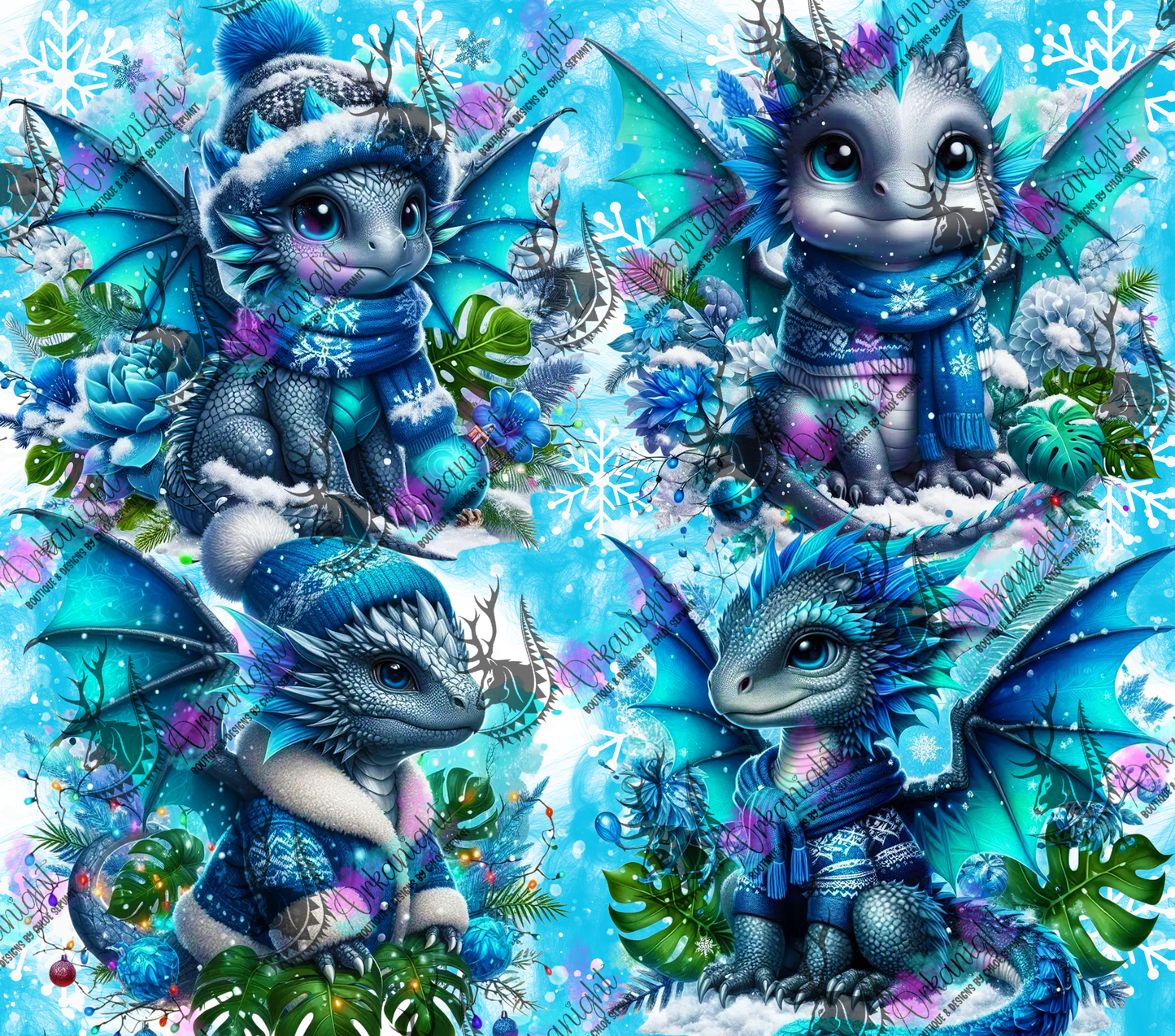 Numérique - Collection Hiver, Monstera & Dragon 2025 - Gris & Turquoise