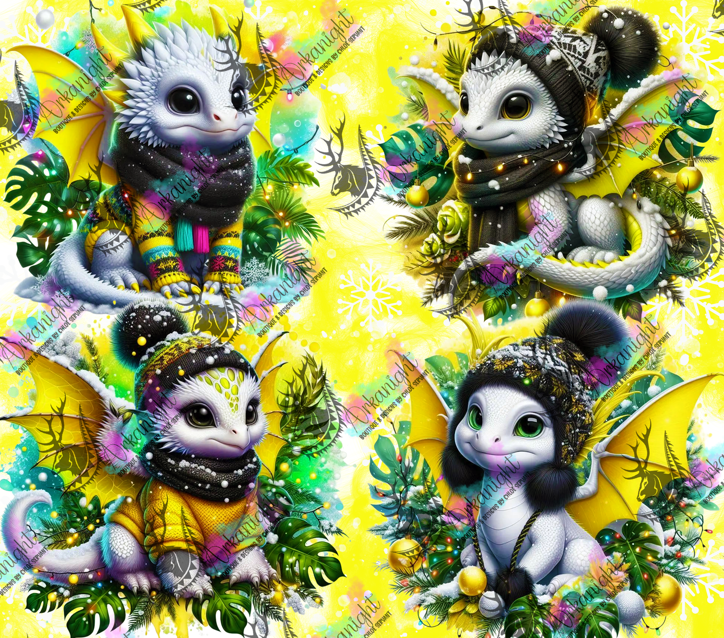 Numérique - Collection Hiver, Monstera & Dragon 2025 - Blanc & Jaune Néon