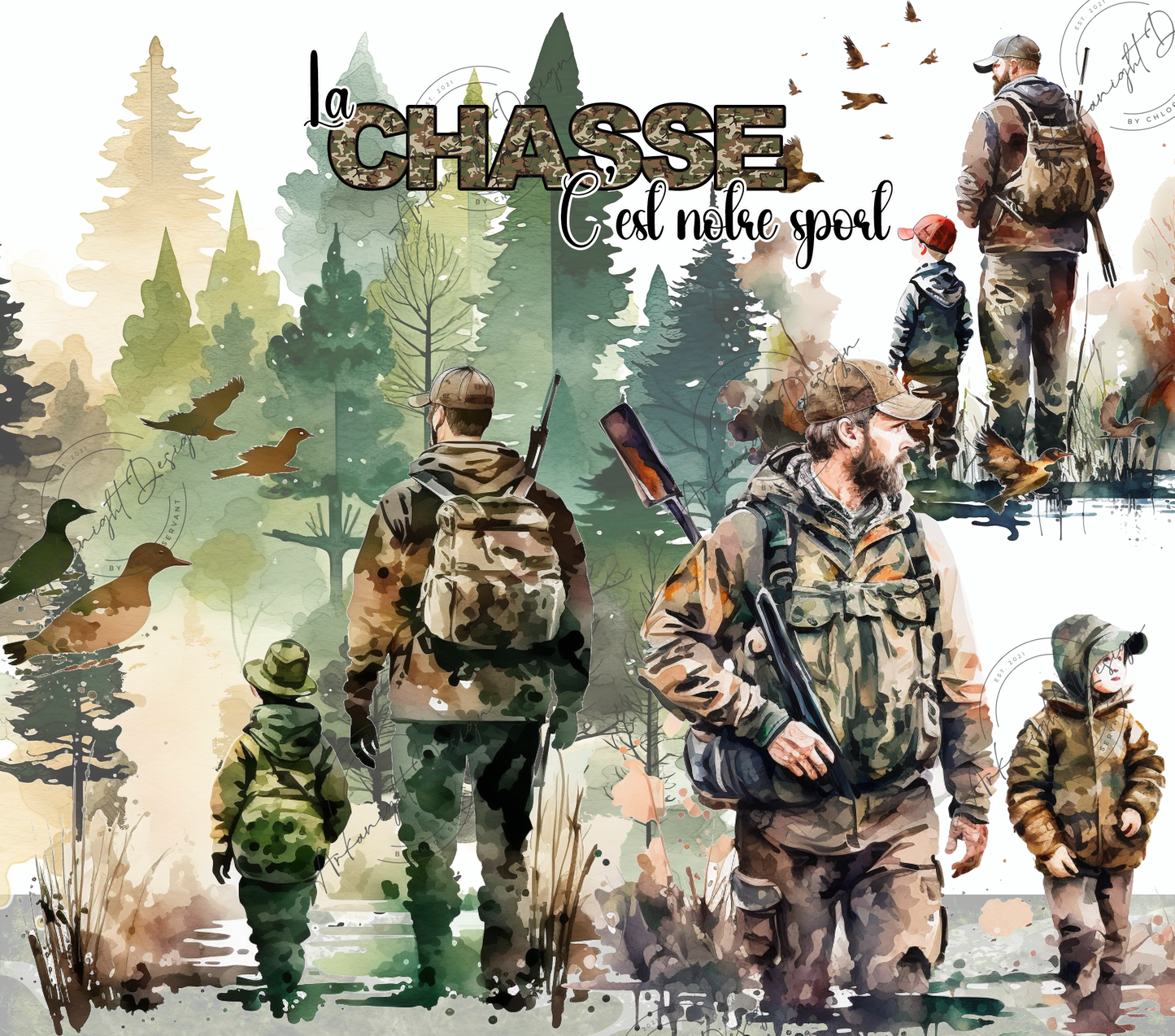 Papa et fils - Chasse
