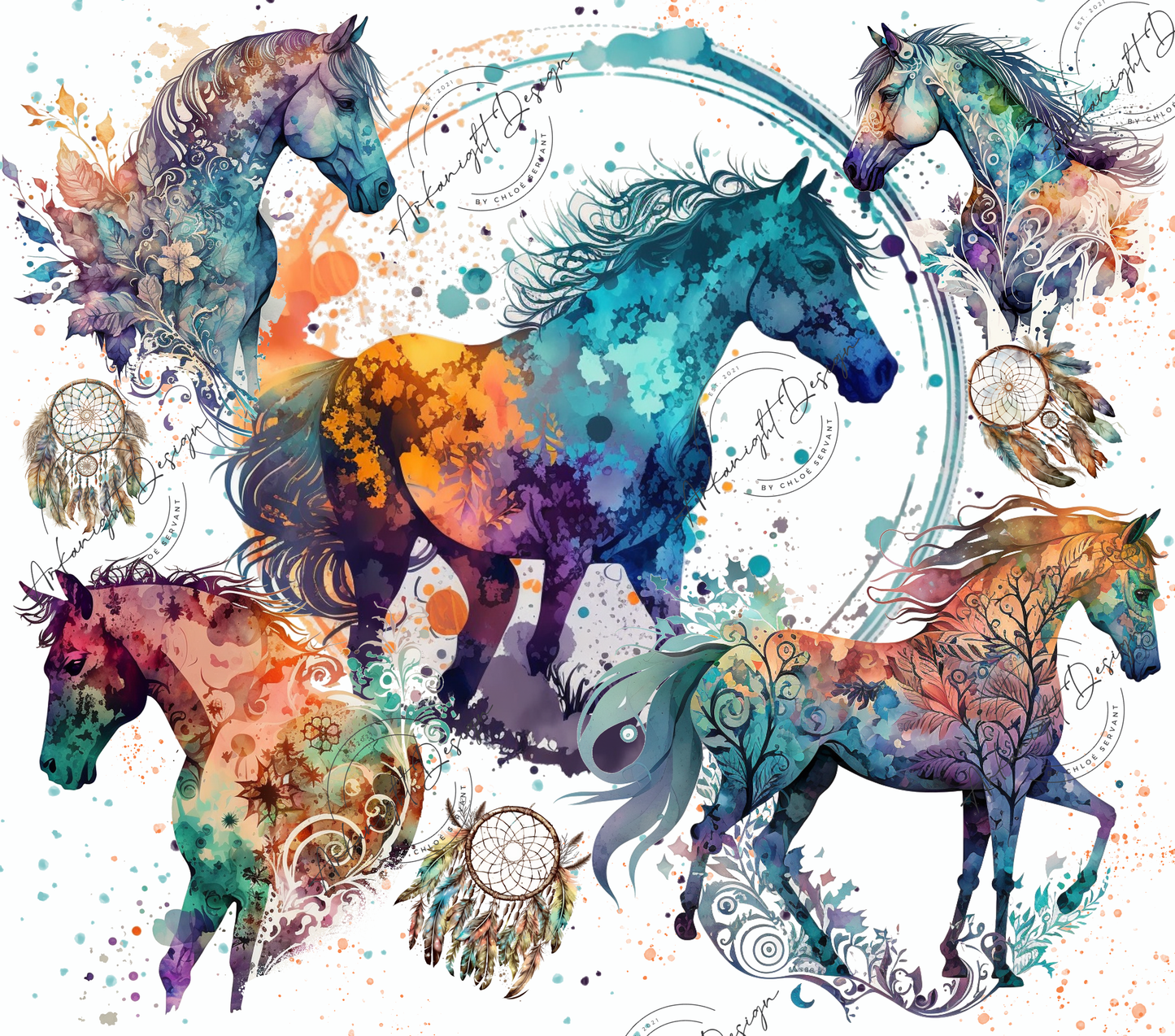 Watercolor horses