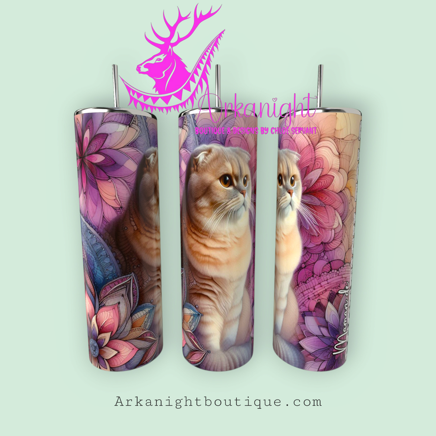 Gourde sur commande - Maman de Scottish Fold - Mandalas - 02