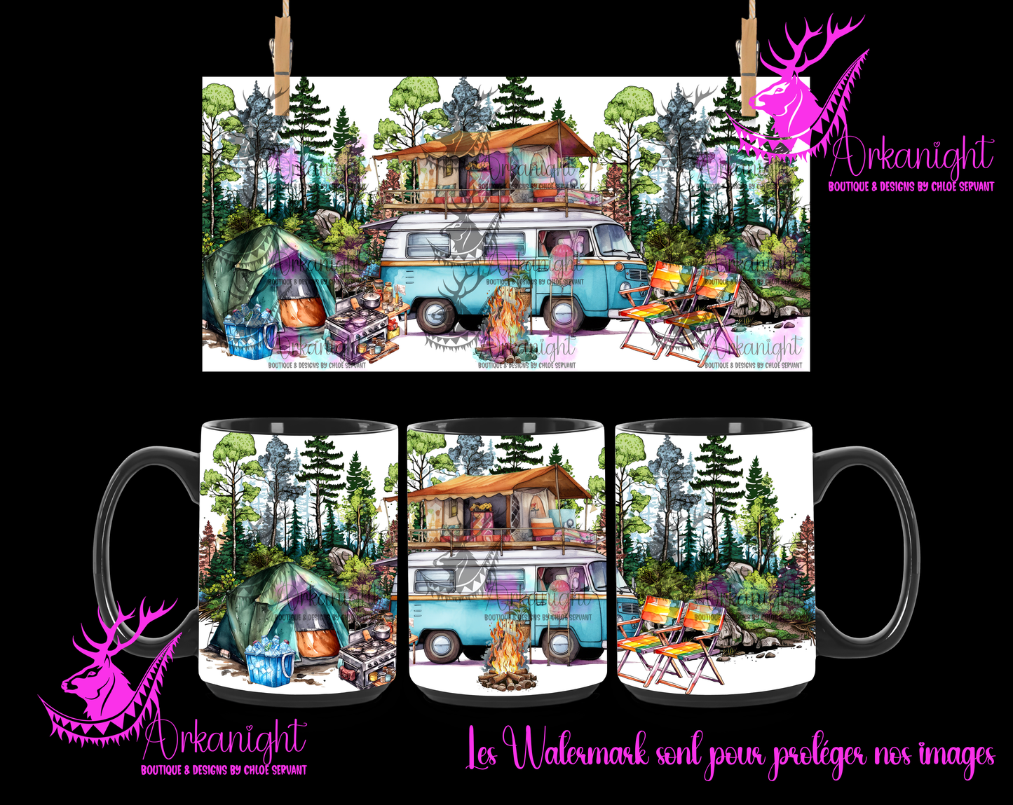 Tasse en céramique sur commande - Camping