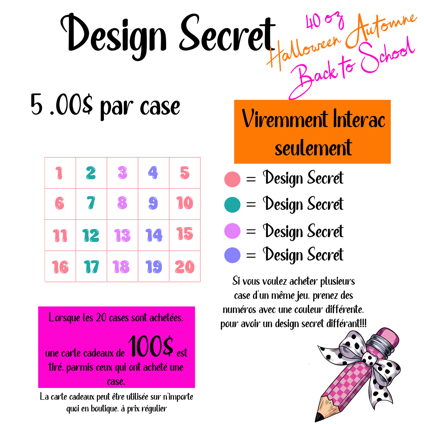 Design Secret - Thème Back To School & Halloween/Automne - 40 oz - Case 13
