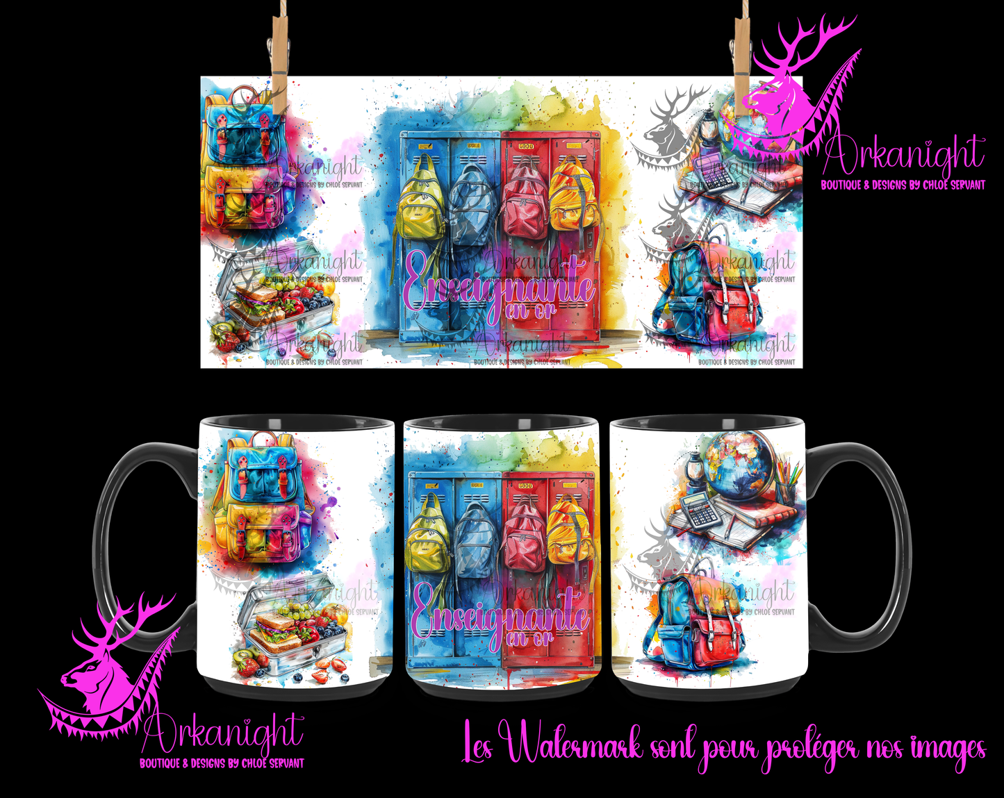 Tasse en céramique sur commande - Enseignante en or