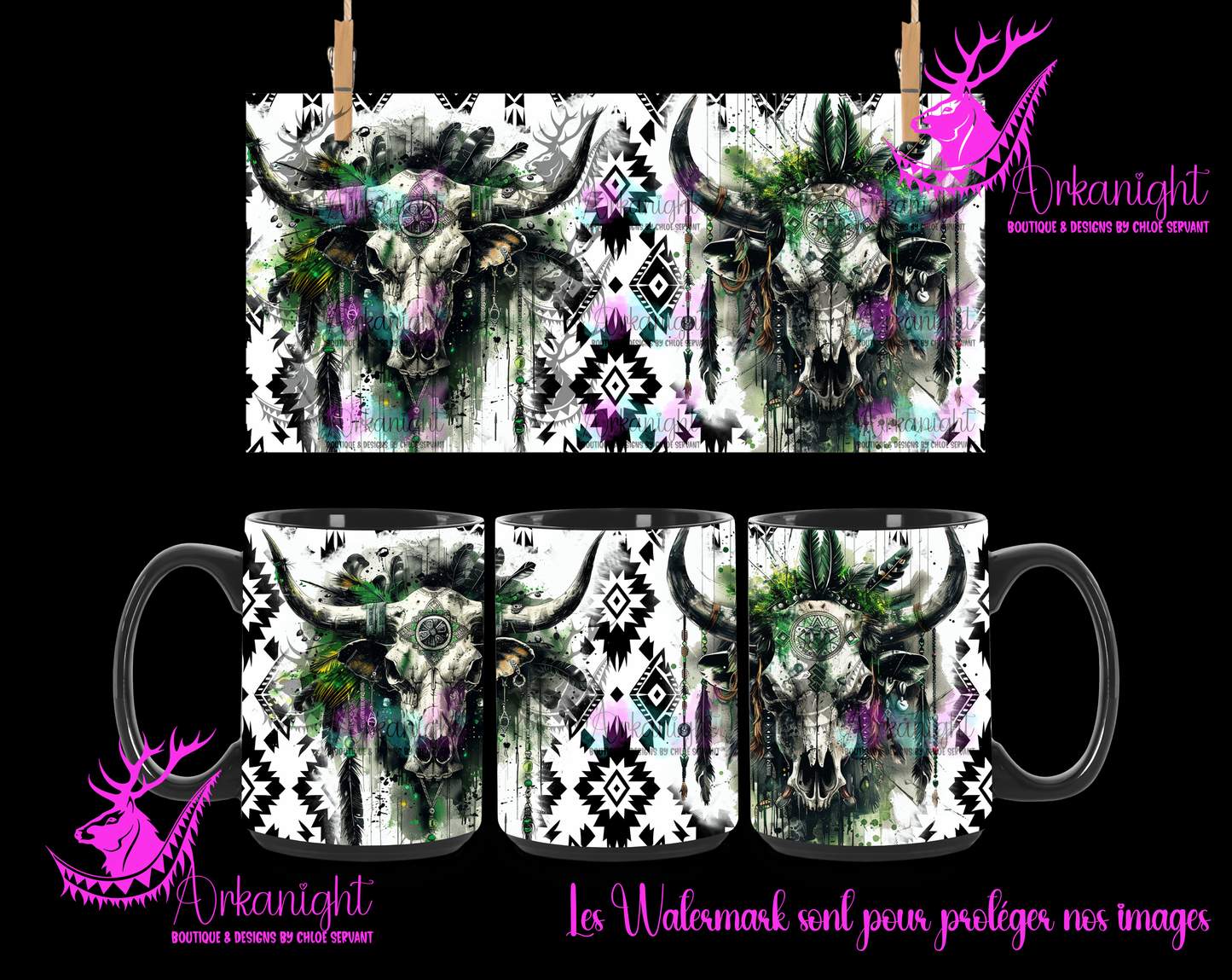 Tasse en céramique sur commande - Green Aztec Bramabull