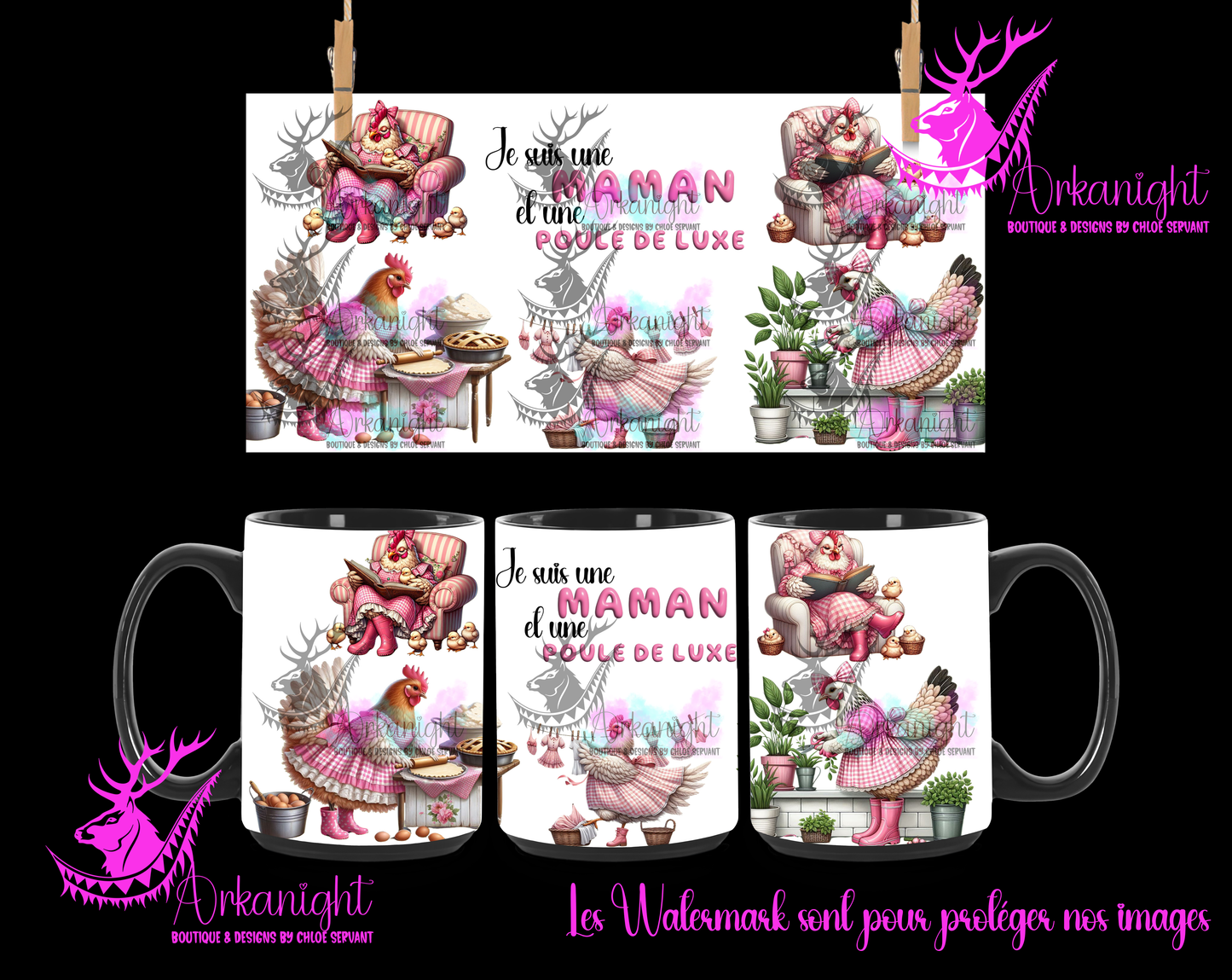 Tasse en céramique sur commande - Maman & Poule de luxe