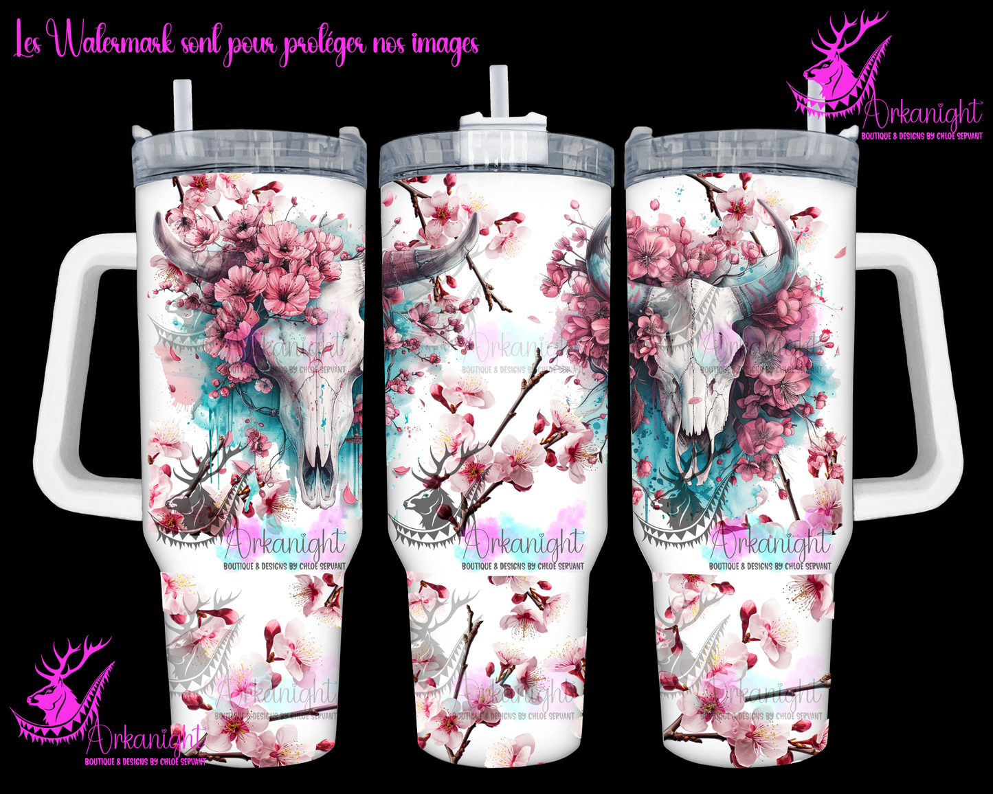 Gourde 40 oz sur commande - Western Cherry Blossom