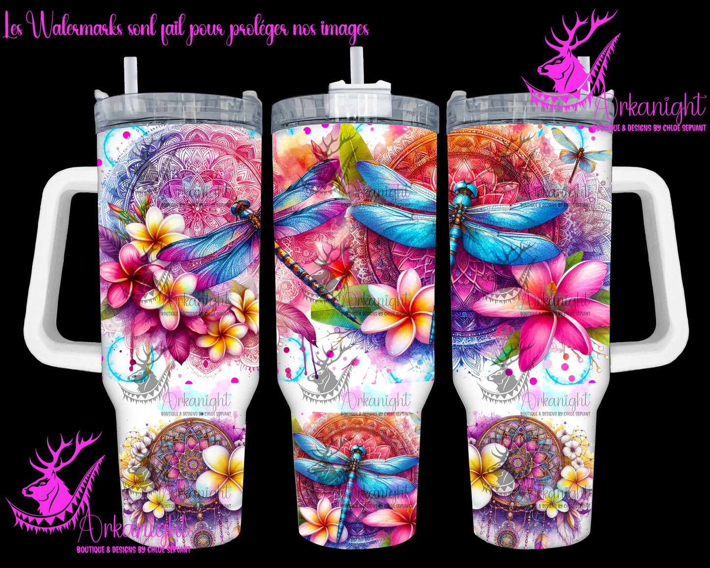 Gourde 40 oz sur commande - Watercolor Mandalas Fireflies