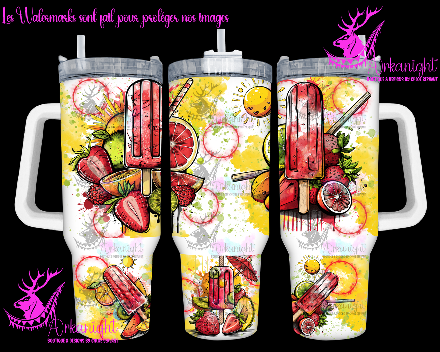 Gourde 40 oz sur commande - Summer Popsicle