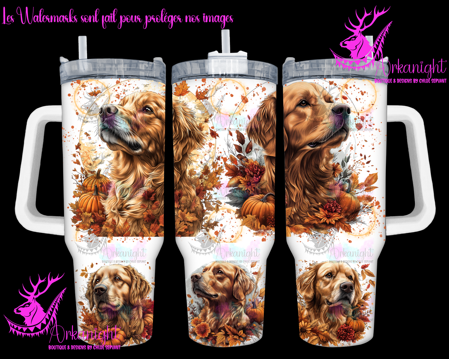 Gourde 40 oz sur commande - Autumn 2024 - Golden Retriever