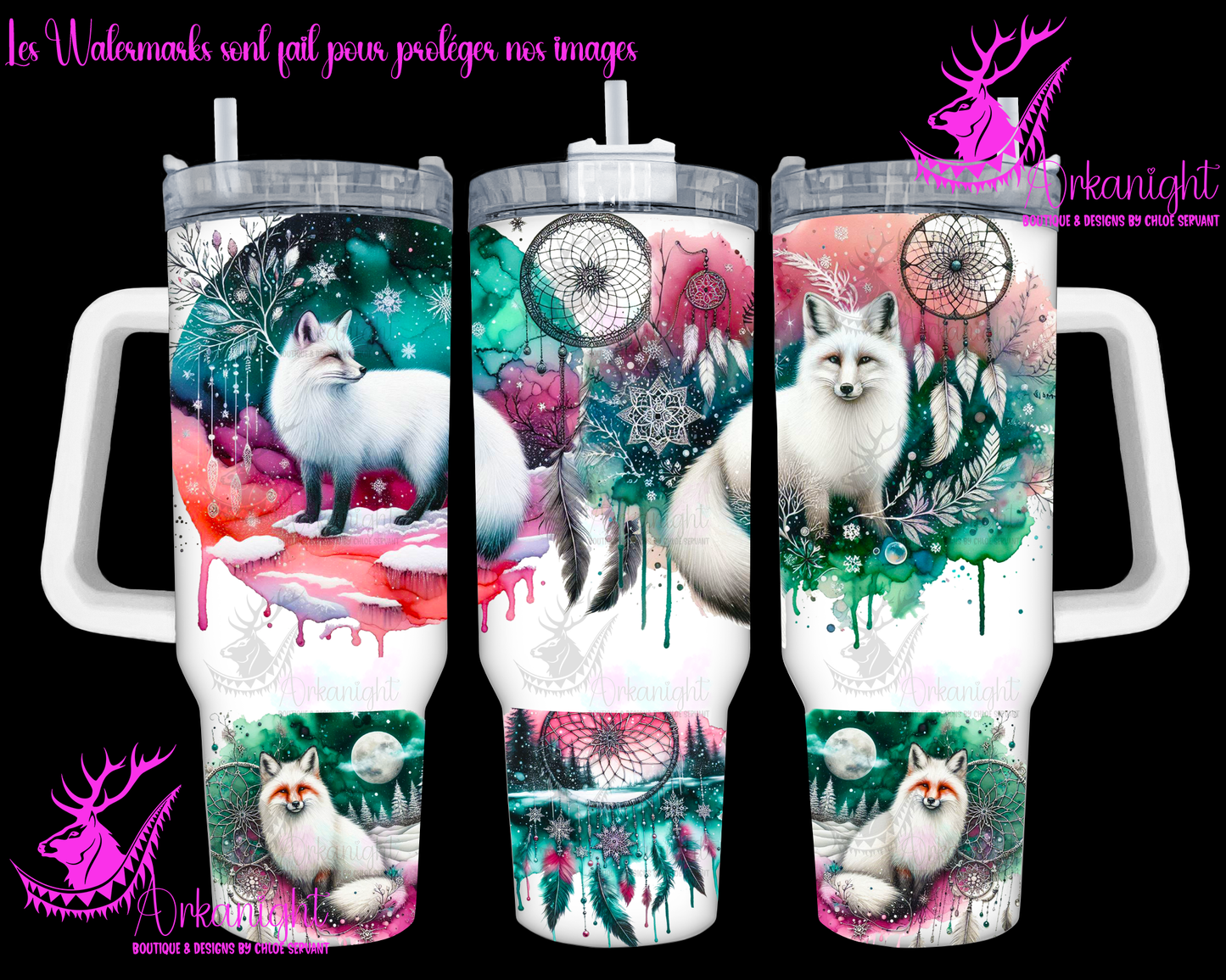 Gourde 40 oz sur commande - Artic White Fox