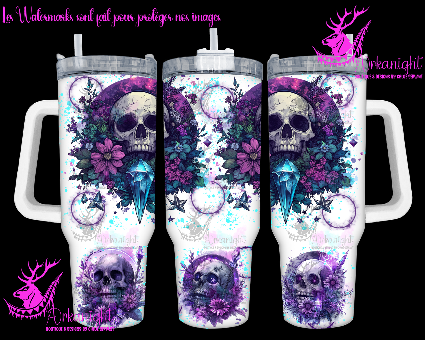 Gourde 40 oz sur commande - Autumn 2024 - Dark Purple Skull