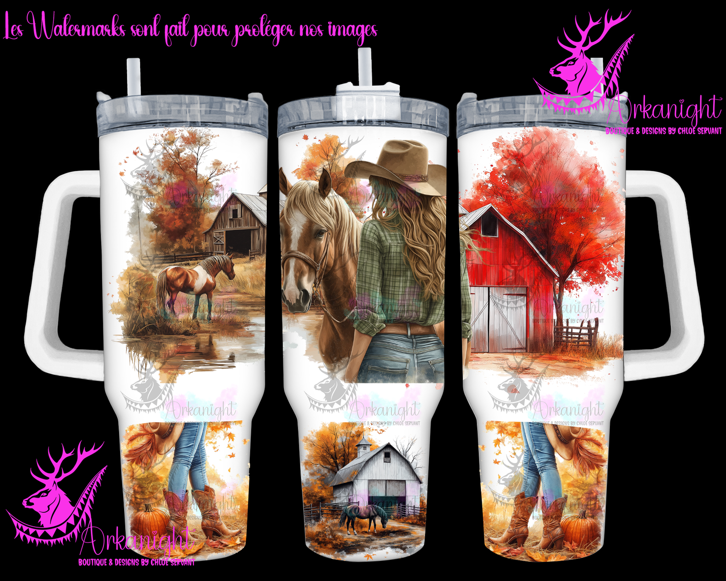 Gourde 40 oz sur commande - Autumn 2024 - Green Plaid Shirt Cowgirl