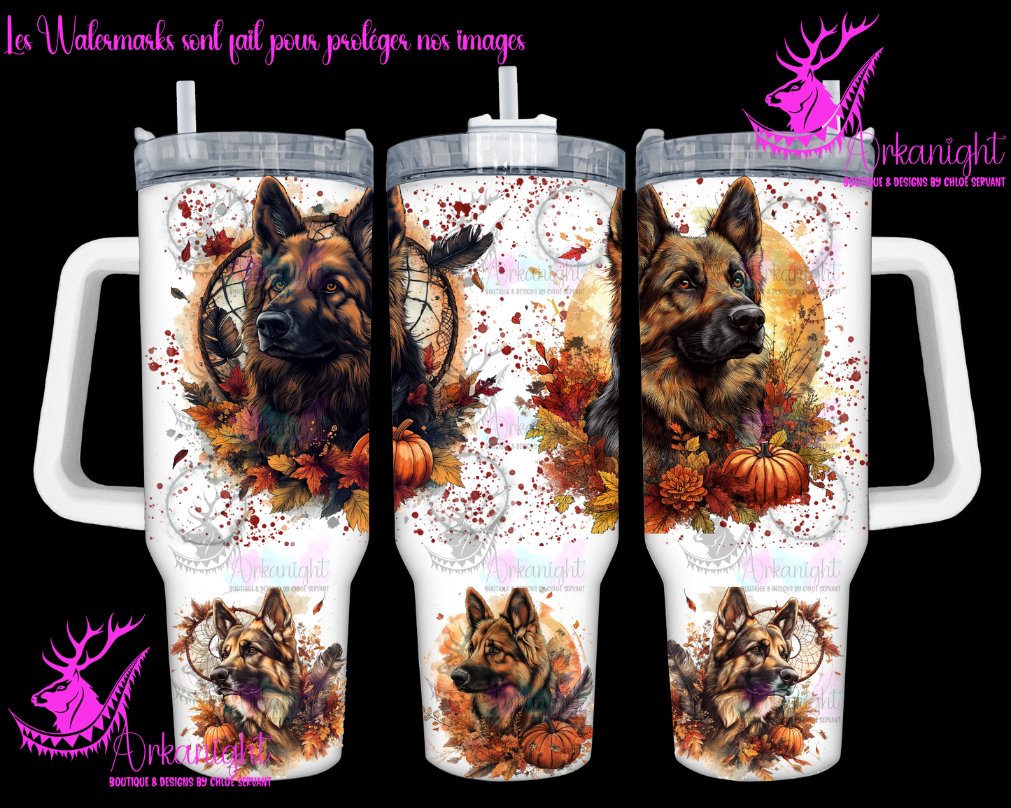 Gourde 40 oz sur commande - Autumn 2024 - German Shepherd