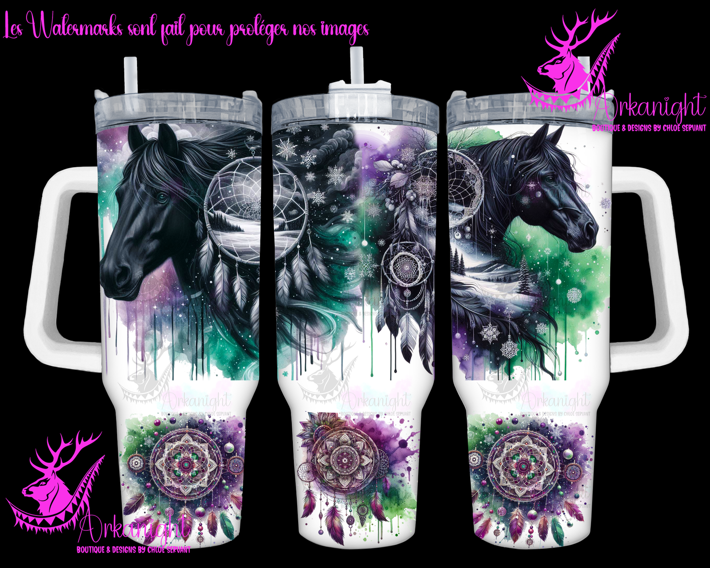 Gourde 40 oz sur commande - Artic Horse - 02