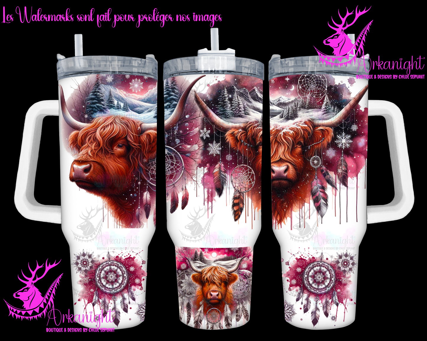 Gourde 40 oz sur commande - Artic Highland Cow