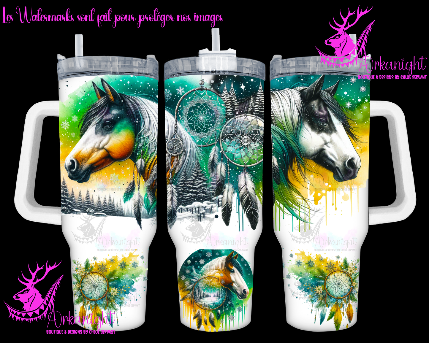 Gourde 40 oz sur commande - Artic Horse - 01