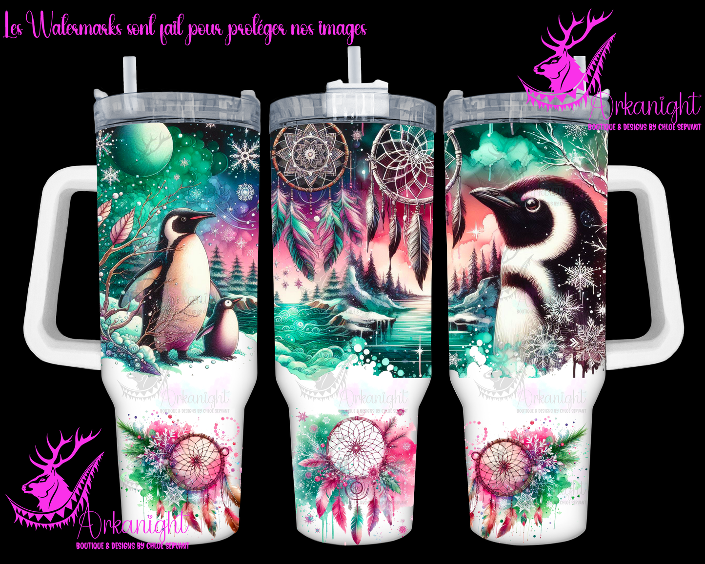 Gourde 40 oz sur commande - Artic Penguin - 02