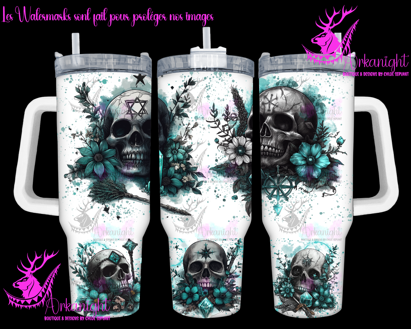 Numérique 40 oz - Autumn 2024 - Green/ Aqua Skull