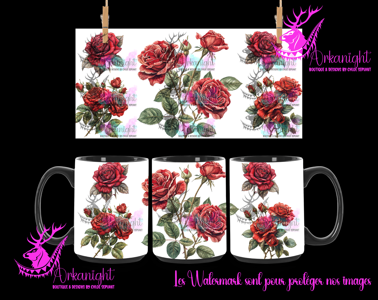 Tasse en céramique sur commande - Red Roses