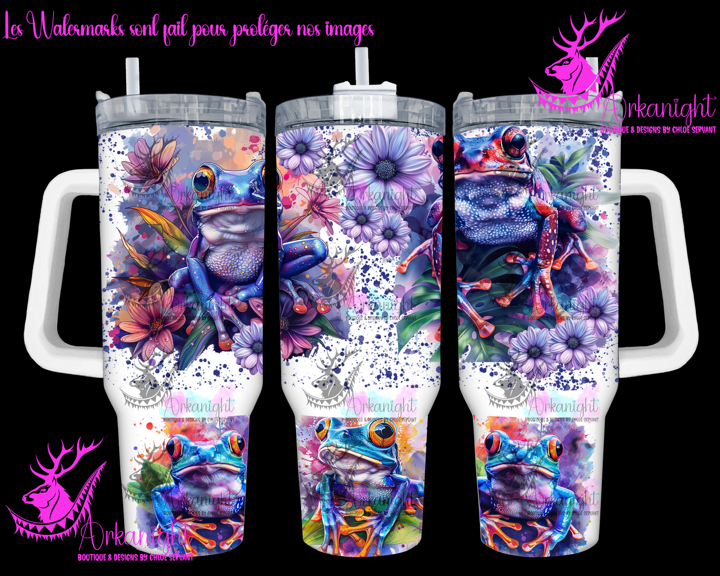 Gourde 40 oz sur commande - Watercolor Colorful Frog