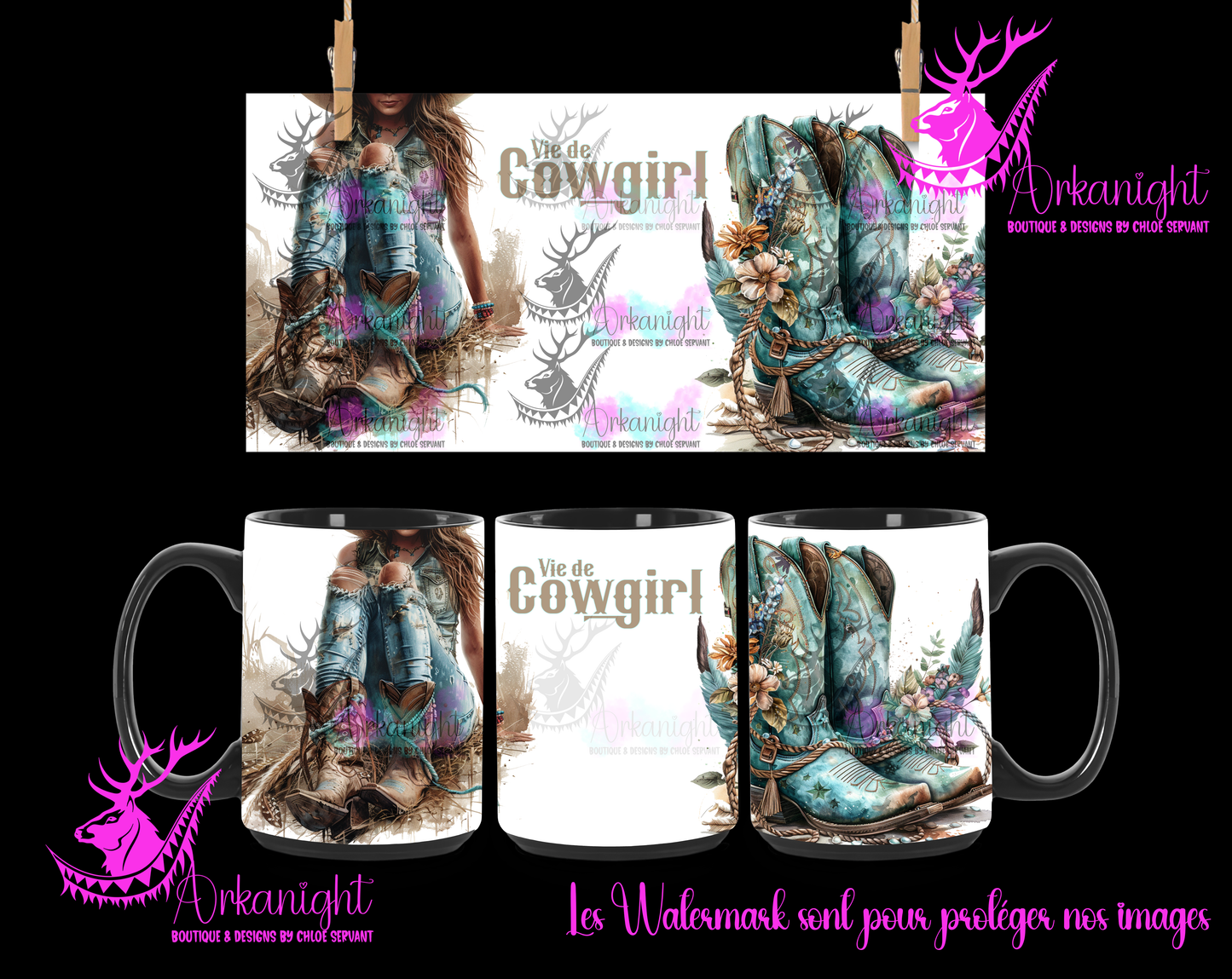 Tasse en céramique sur commande - Cowgirl -02