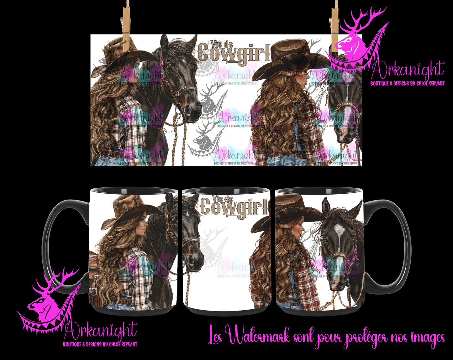 Tasse en céramique sur commande - Cowgirl