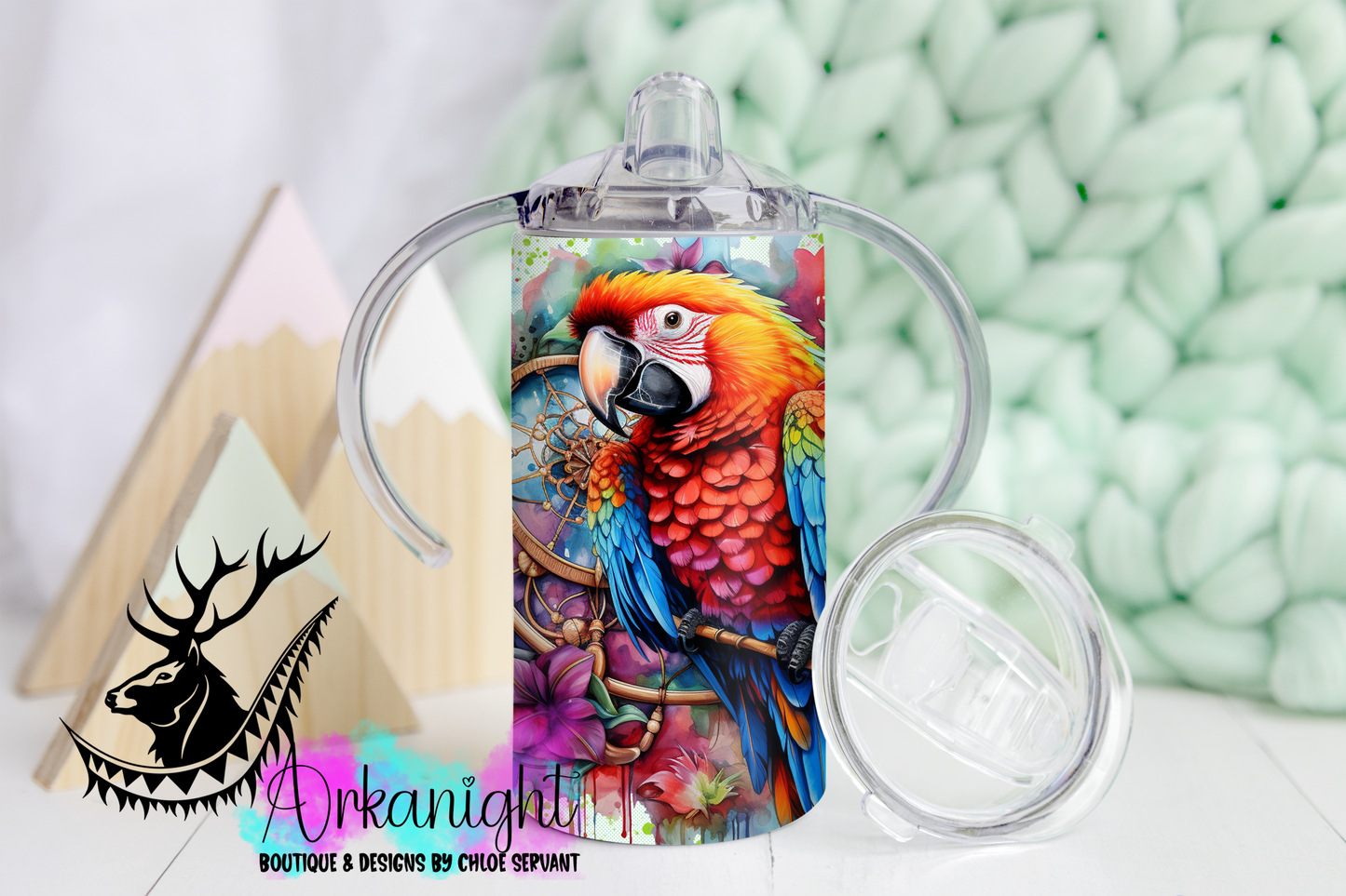 Gourde - Biberon Évolutif sur commande - Watercolor Boho Ara