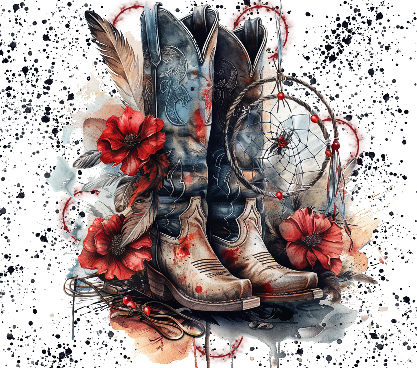 Watercolor Boho Cowgirl Boots