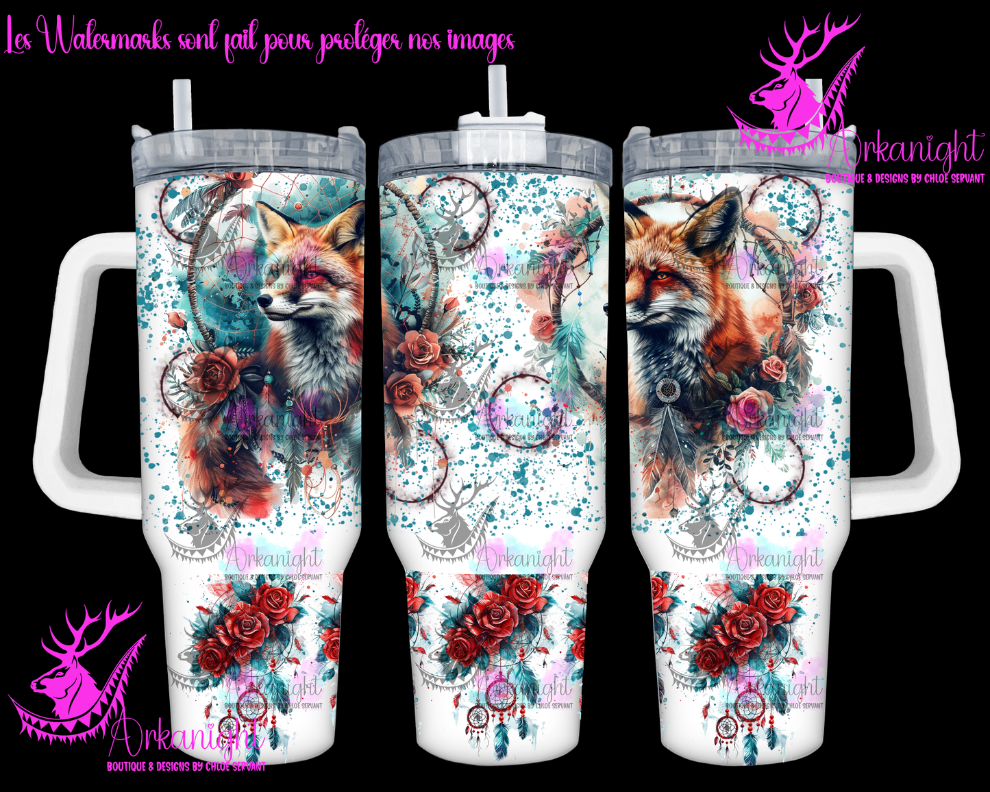 Numérique 40 oz - Watercolor Boho Fox