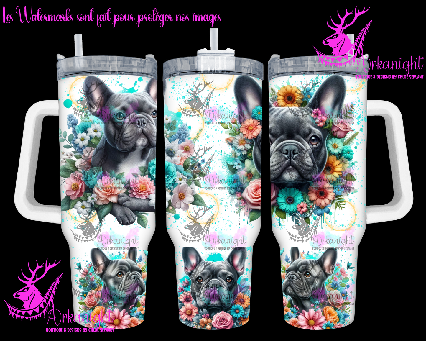 Gourde 40 oz sur commande - Frenchie - 01