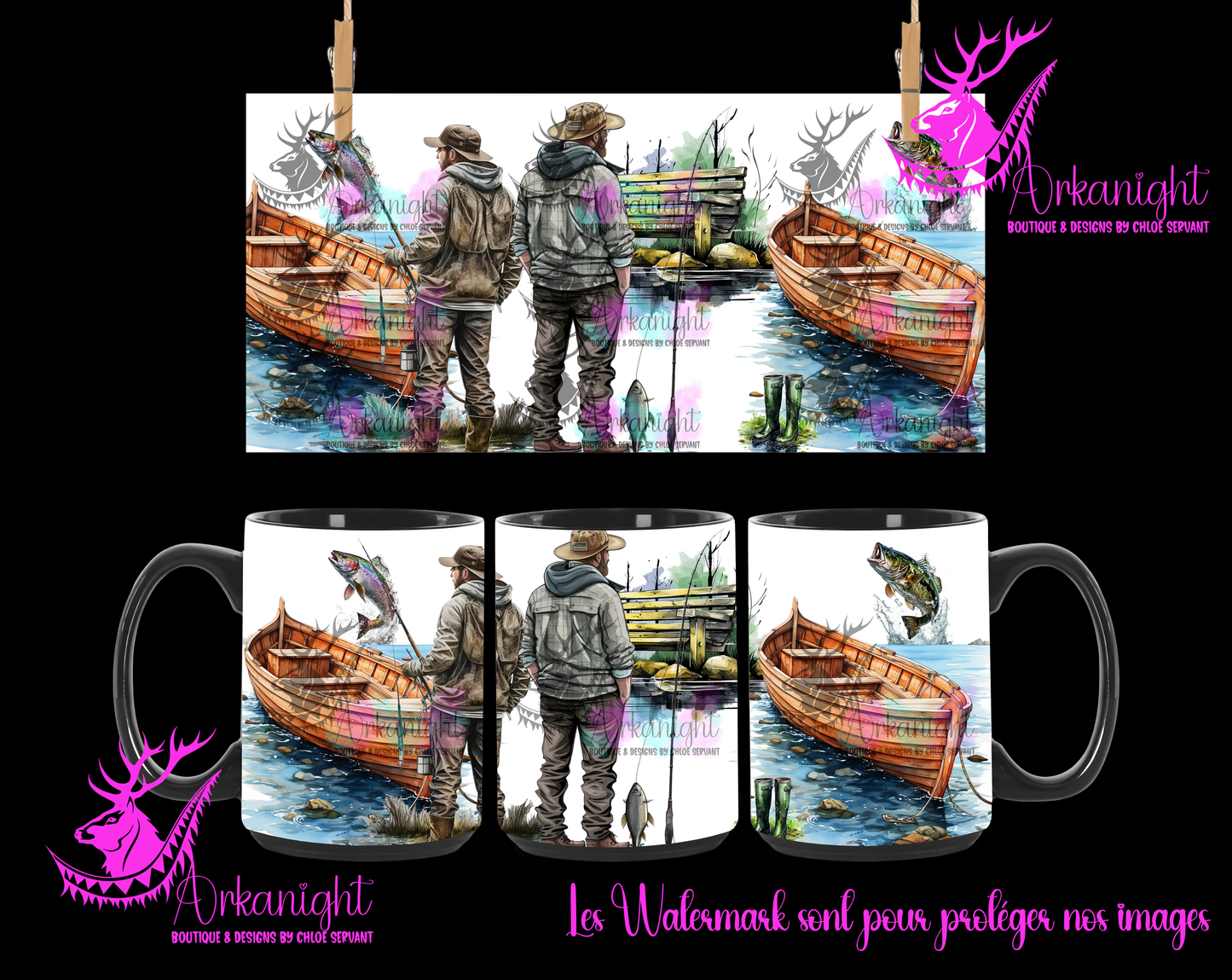 Tasse en céramique sur commande - 2 men's Fishing