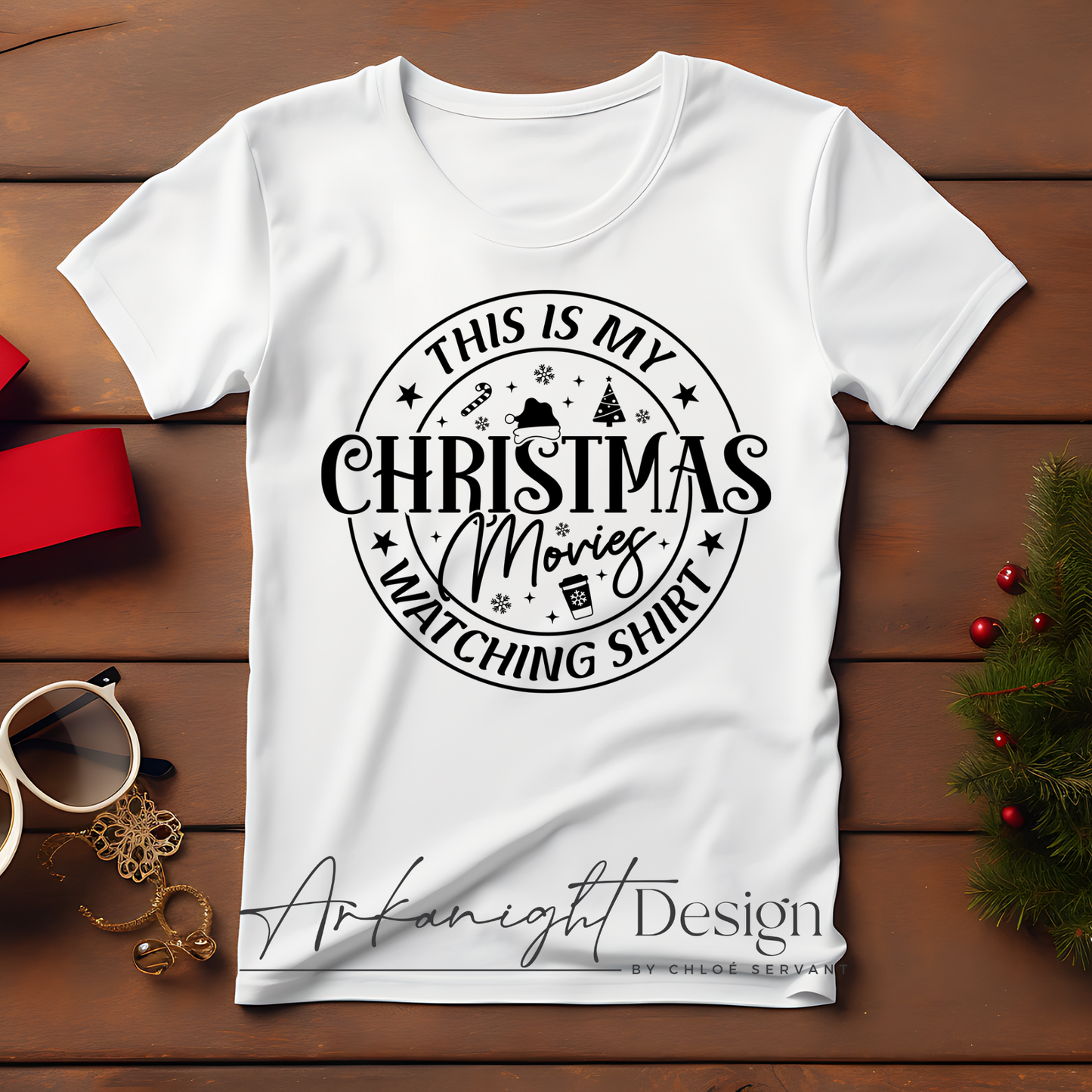 S0047 -Screen Print transfers- This is my Christmas Movie watching Shirt ( Black )