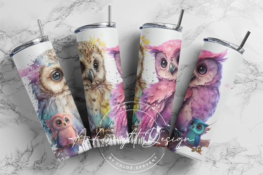 Gourde - Watercolor Owls