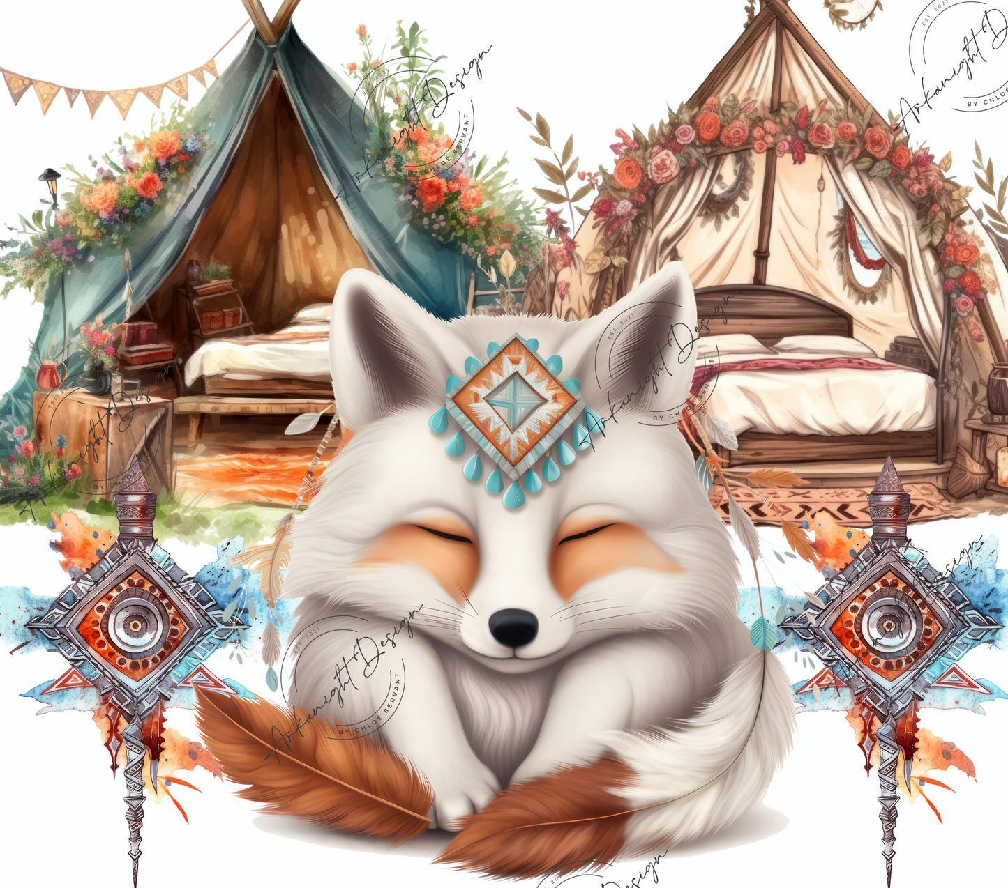 White Boho Fox