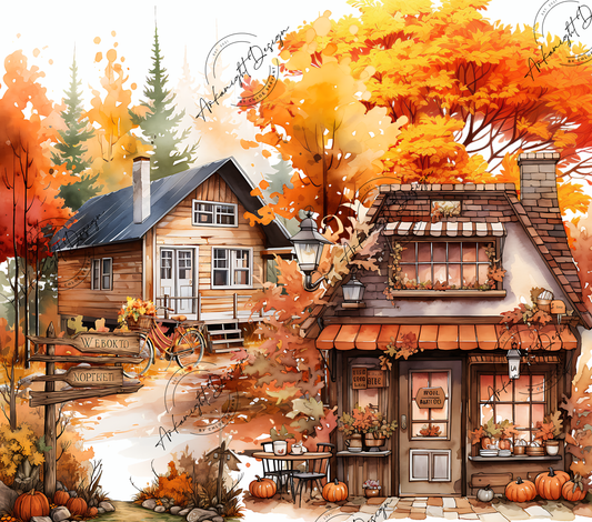 Small autumn town