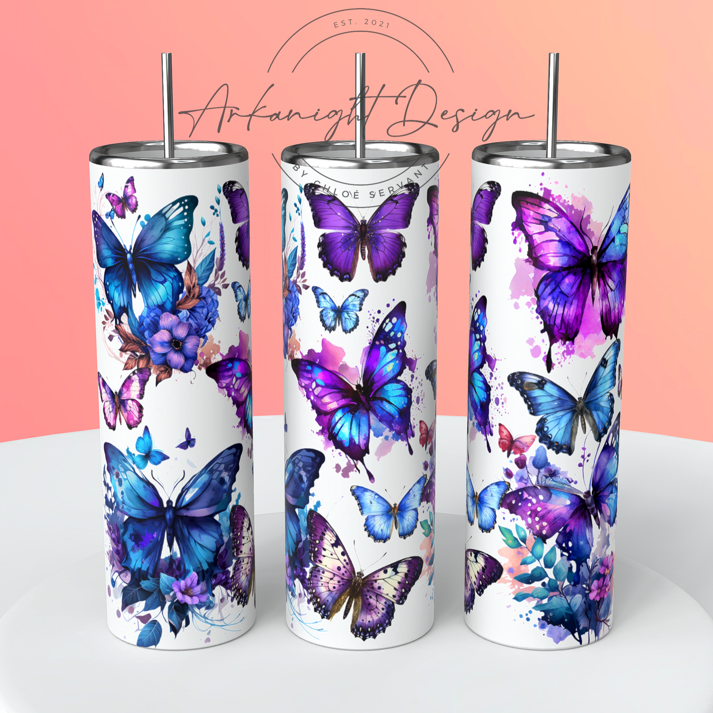 Gourde - Blue & Purple Butterfly