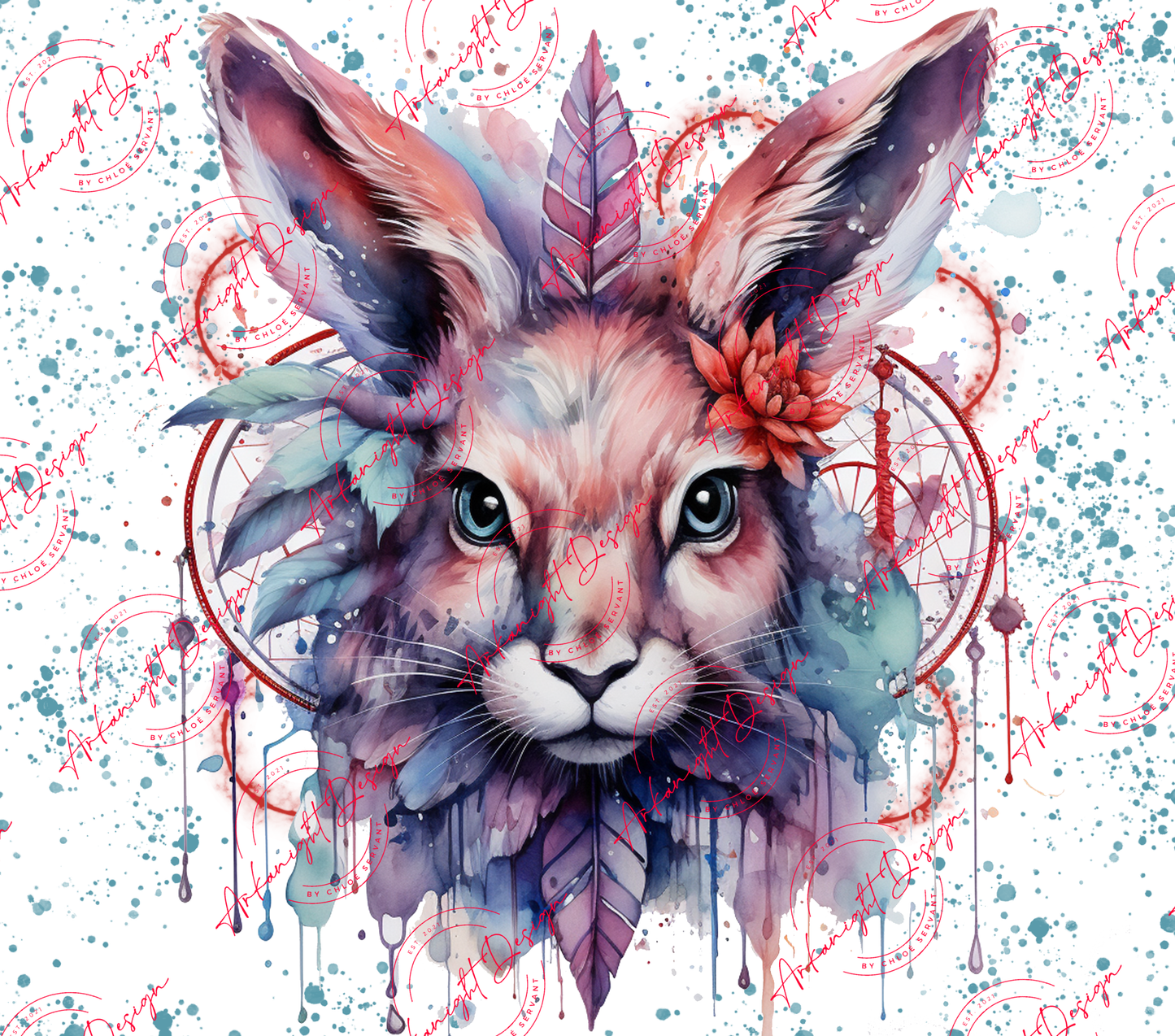 Watercolor Boho Rabbit