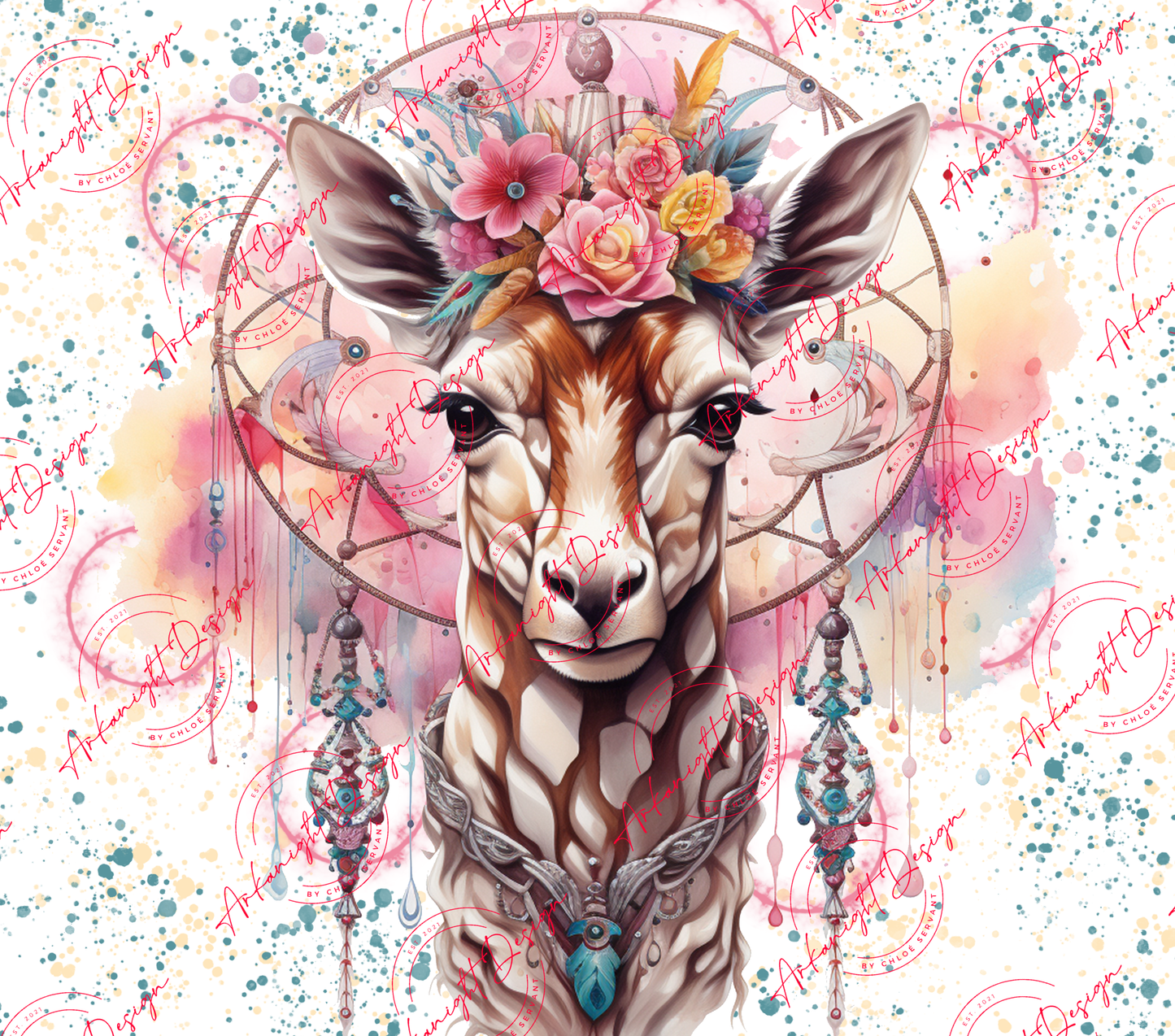 Watercolor Boho Giraffe