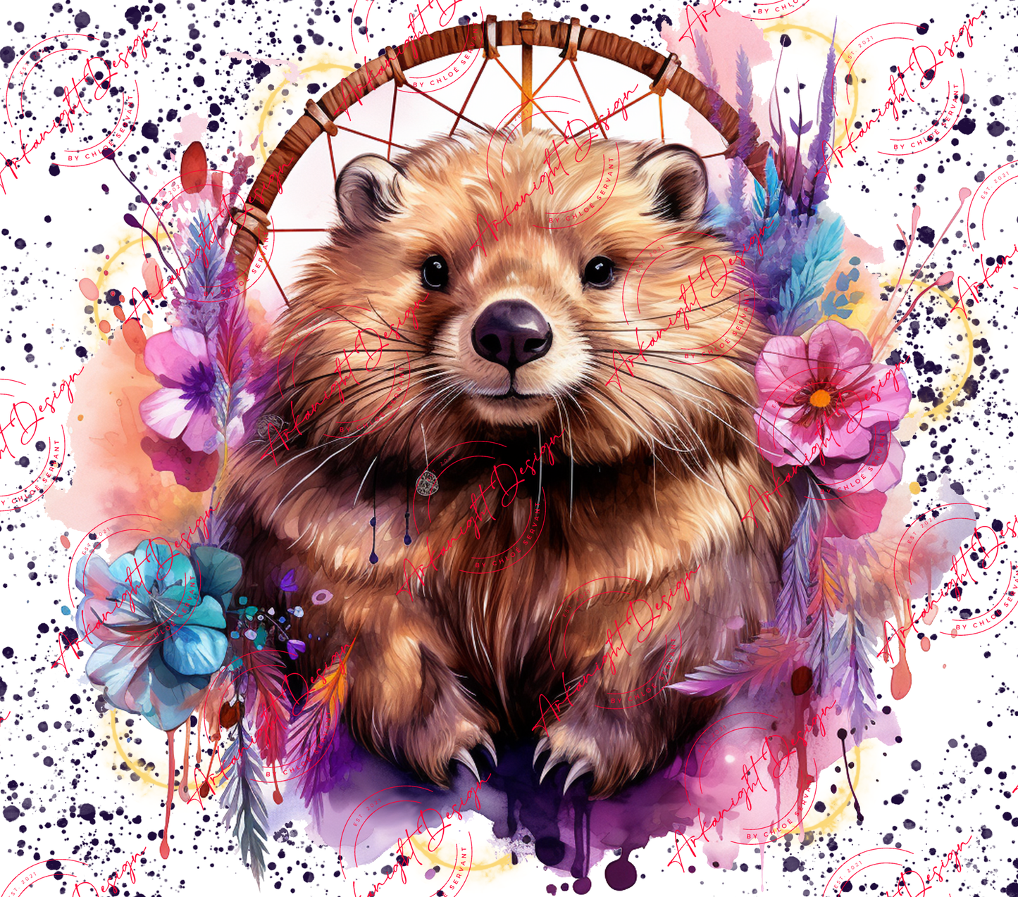 Watercolor Boho Beaver