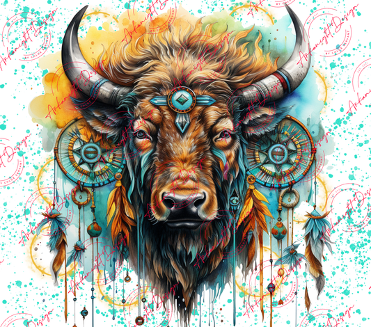 Watercolor Boho Bison