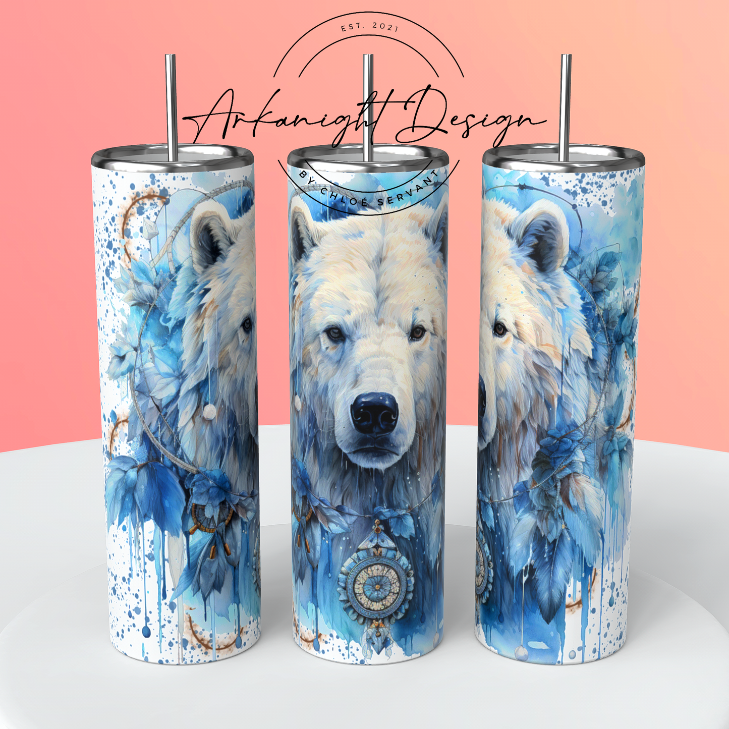 Watercolor Boho Polar Bear