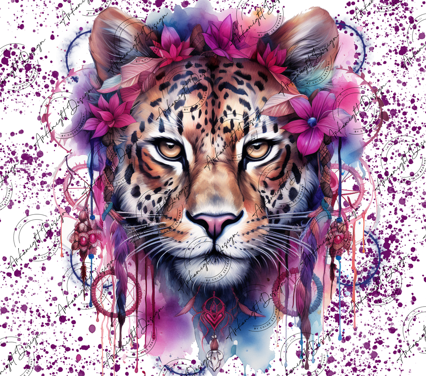 Watercolor Boho Leopard