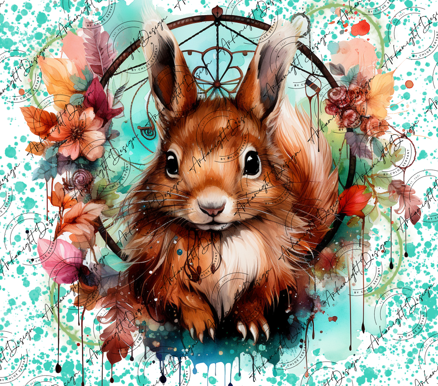 Watercolor Boho Squirrel