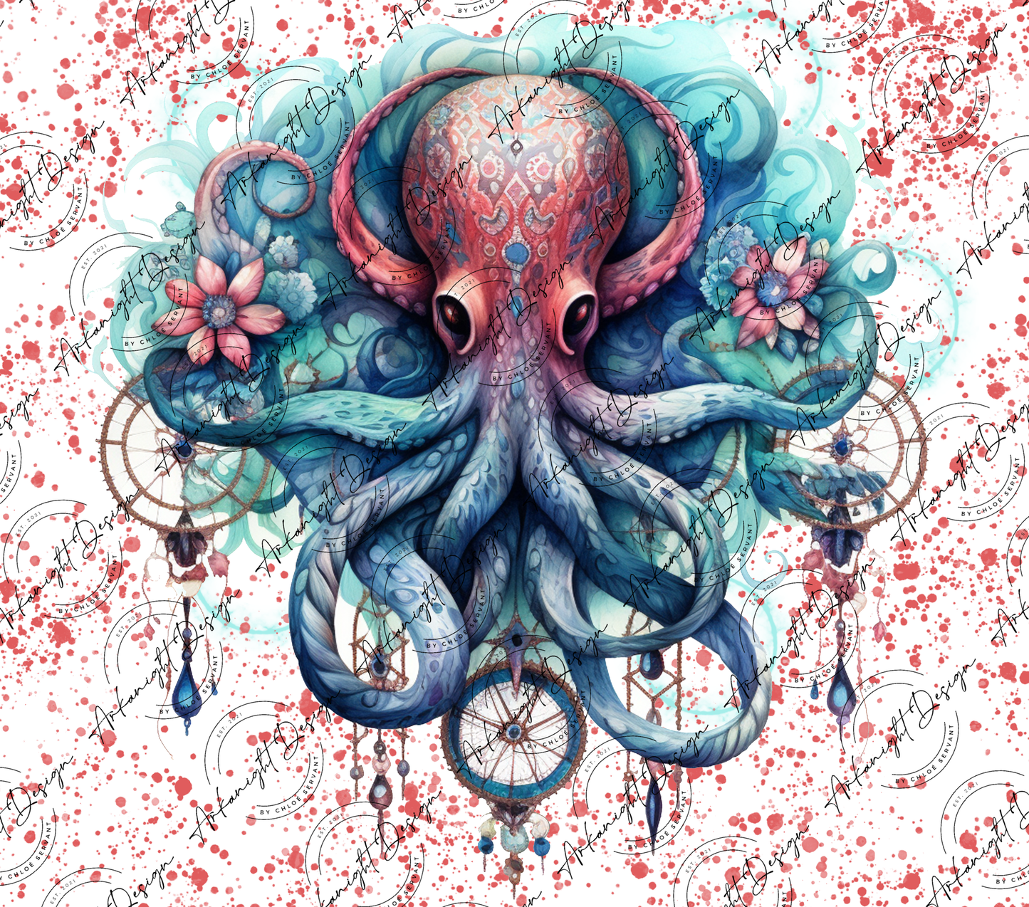 Watercolor Boho Octopus