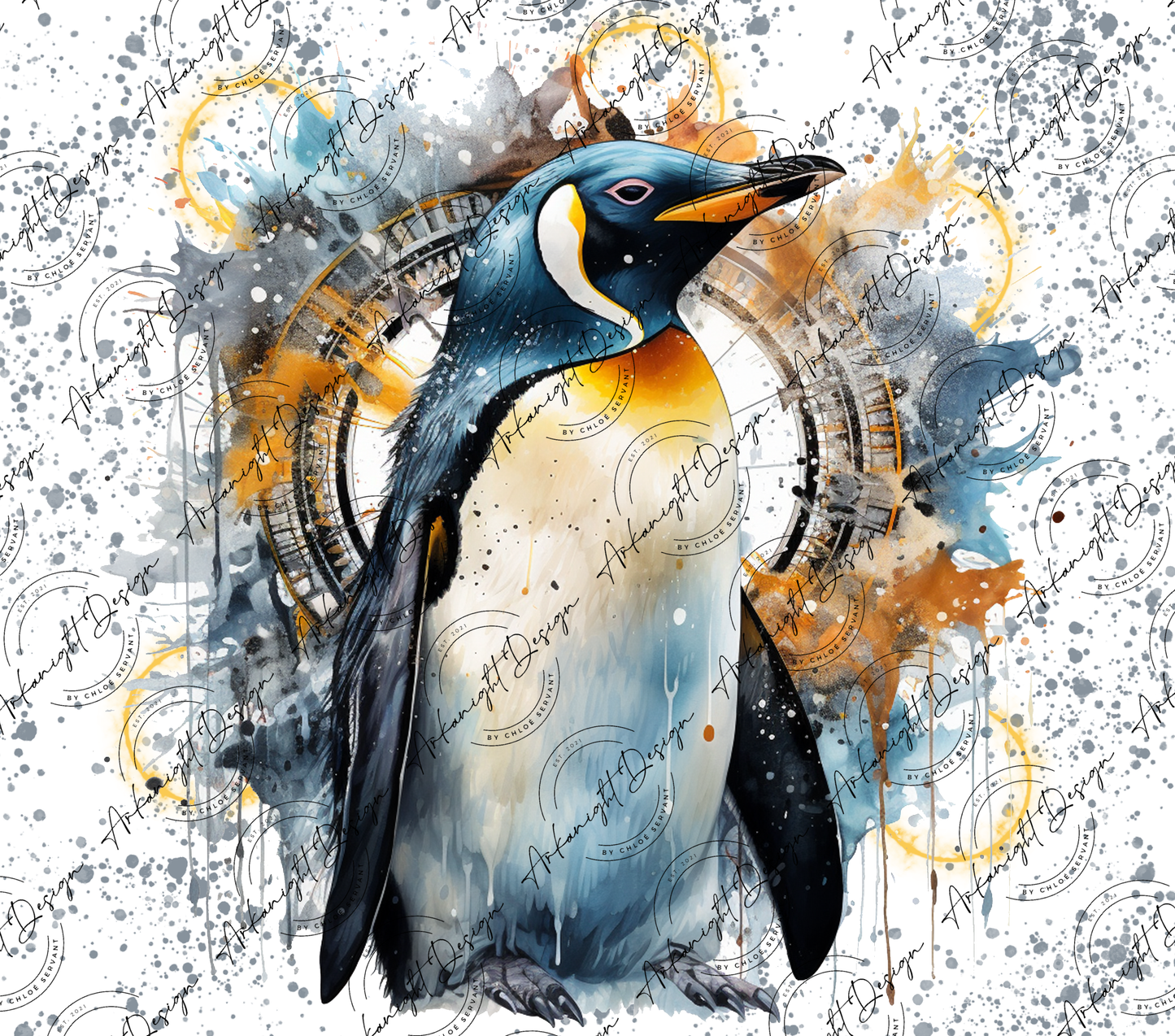 Watercolor Boho Emperor Pinguin