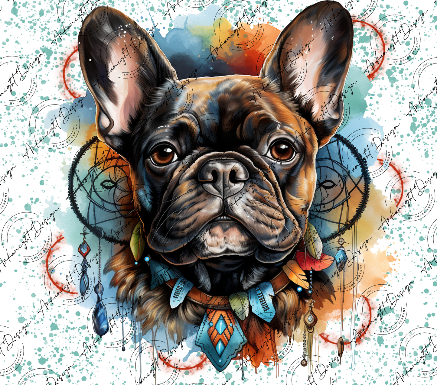 Watercolor Boho Frenchie