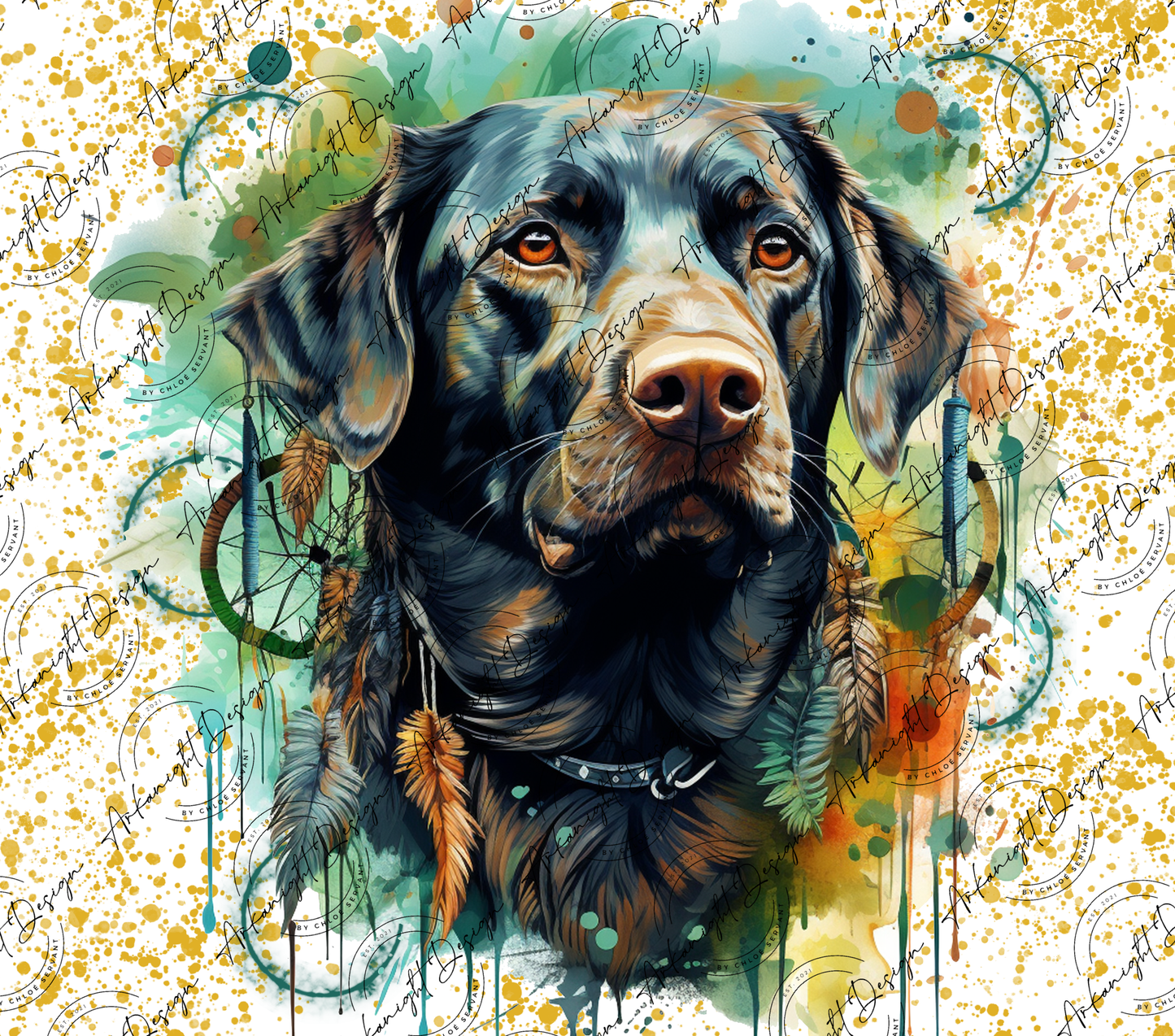 Watercolor Boho Brown Lab