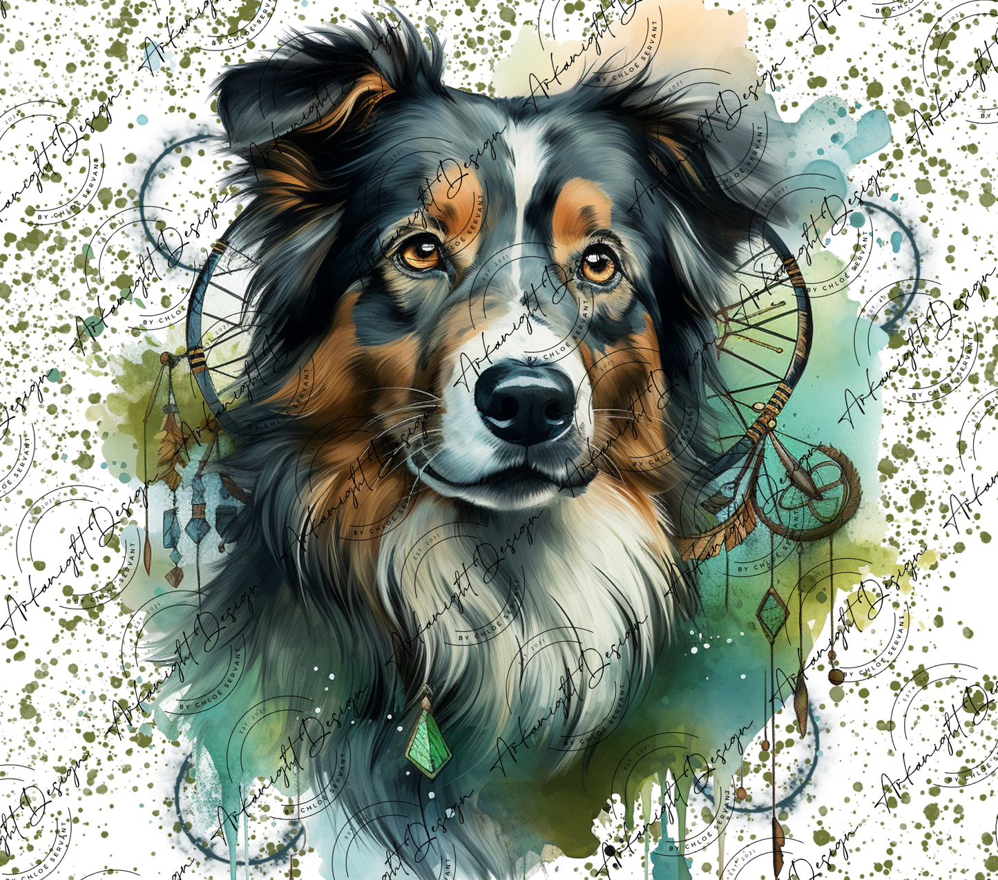 Impression - Watercolor Boho Australian Shepherd