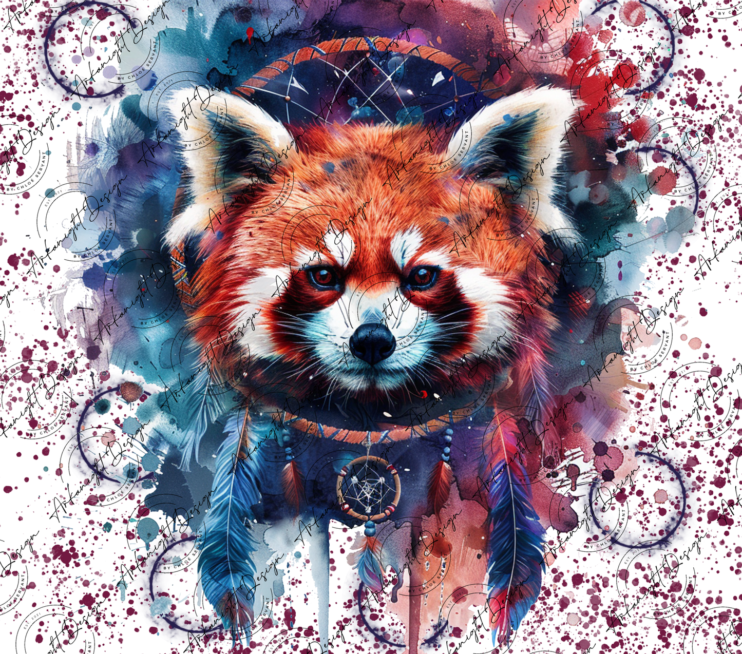 Watercolor Boho Red Panda